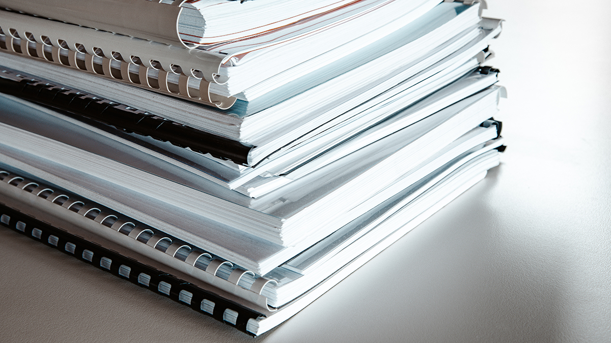 stack of bound documents